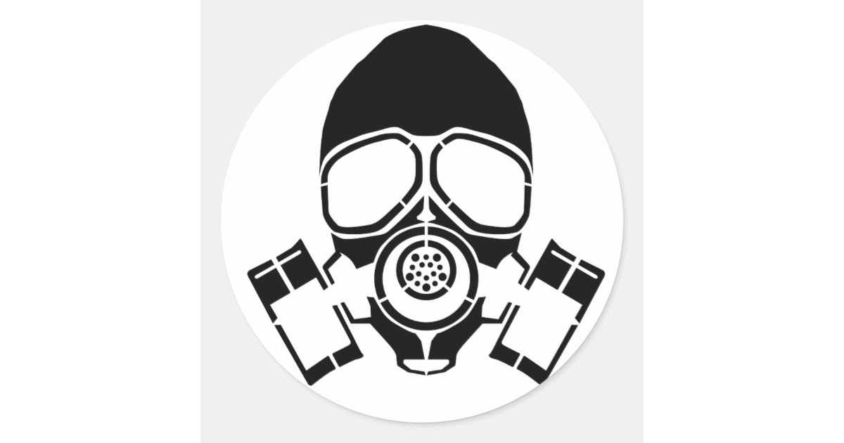 gas mask stencil logo classic round sticker | Zazzle