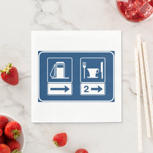 Gas Station And Diner Road Sign Napkin