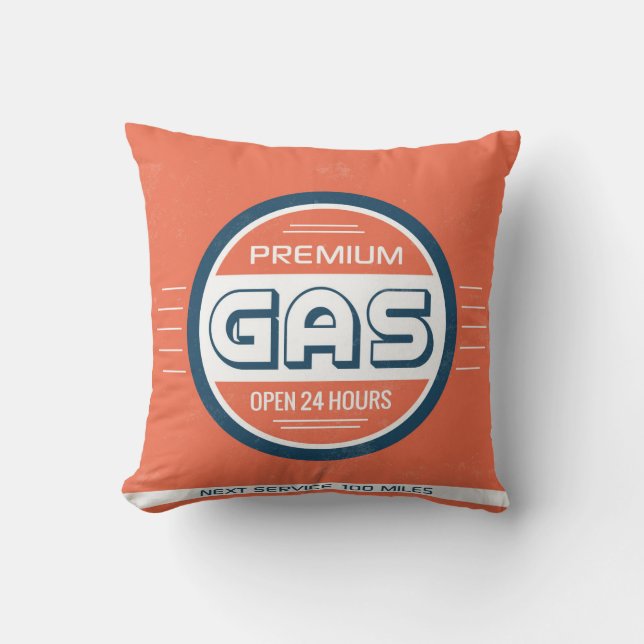 Gas Station Retro Label Designer Accent Pillows (Front)