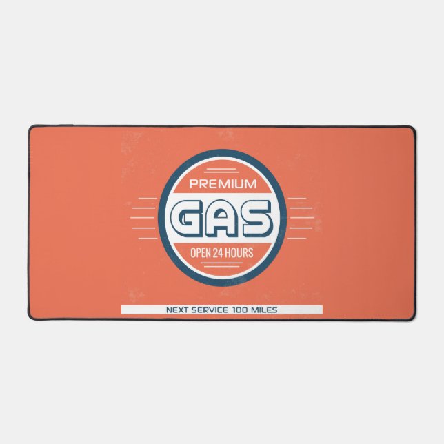 Gas Station Retro Label Desk Mat (Front)