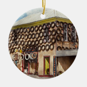 Gas Station - You'll never get tired here 1940 Ceramic Ornament