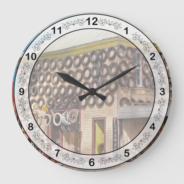 Gas Station - You'll never get tired here 1940 Large Clock (Front)