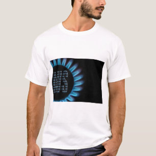Gasflamme von einem Kochfeld mit dem Wort AUS (Deu T-Shirt