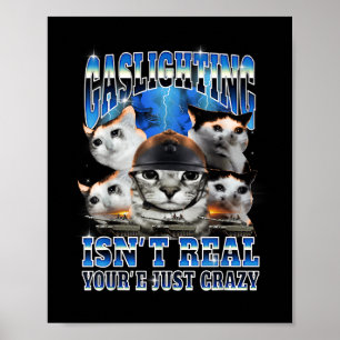 Gaslighting Isn't Real Funny Cat Meme Bootleg  Poster