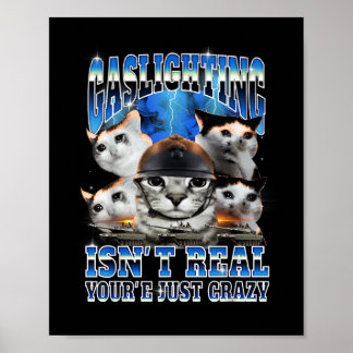 Gaslighting Isn't Real Funny Cat Meme Bootleg  Poster