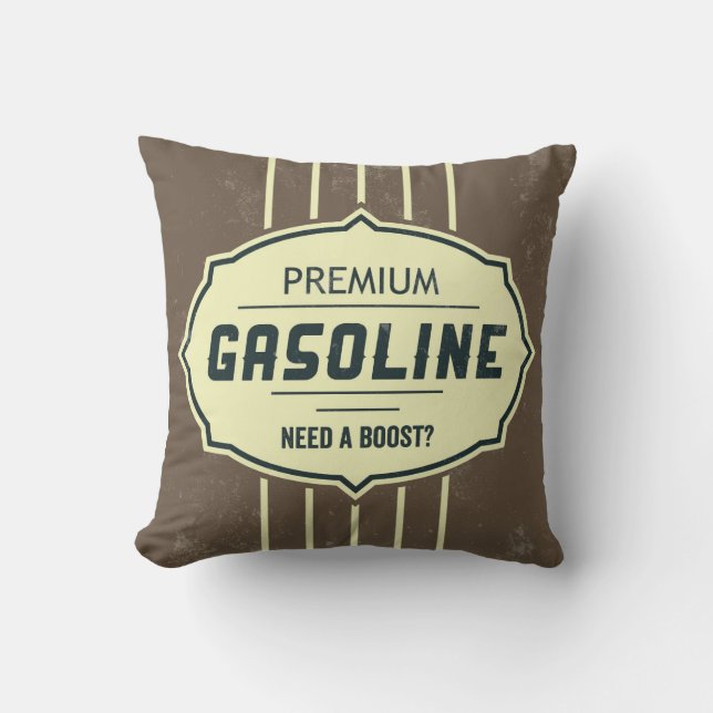 Gasoline Retro Label Designer Accent Pillows (Front)