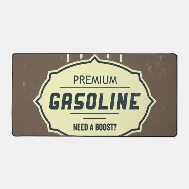 Gasoline Retro Label Desk Mat (Front)