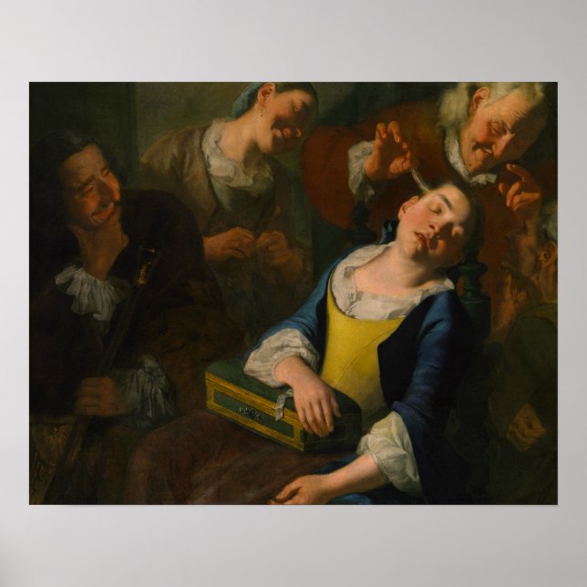 Gaspare Traversi - Teasing a Sleeping Girl Poster (Front)