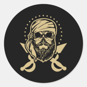 Gasparilla Caribbean Pirate Skull Classic Round Sticker