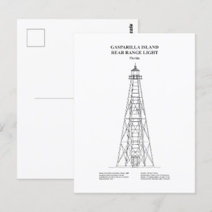 Gasparilla Island Rear Range Light - Florida - BD Postcard