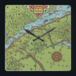 Gaspe Peninsula, Canada Map Square Wall Clock<br><div class="desc">"(Tourist map of Gaspe Peninsula). S. H. Maw. Provincial Tourist Bureau, Highway Department, Quebec, Canada. May 1929." Colour pictorial tourist map of Gaspe Peninsula, Quebec, by Samuel Herbert Maw (S.H. Maw) from 1929. Covers from Quebec City to the Gulf of St. Lawrence. Shown towns, forests, rivers, landmarks, lakes, and wildlife....</div>