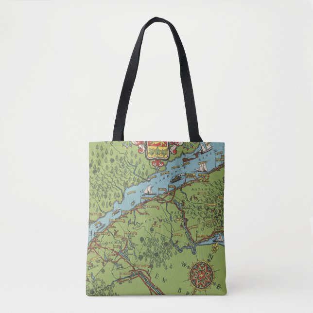 Gaspe Peninsula, Canada Map Tote Bag (Front)