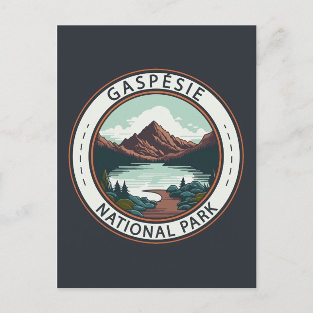Gaspésie National Park Canada Badge Postcard (Front)