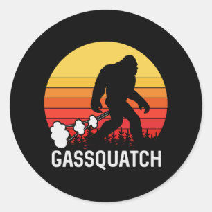GASSQUATCH Bigfoot Retro fart Design Classic Round Sticker