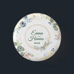 Gäste Hochzeitsgeschenk - 1 Inch Round Button<br><div class="desc">Schenke deinen Gästen eine bleibende Erinnerung an euren großen Tag! Dieser anpassbarer Button im eleganten floral Design ist das ideale Mitgebsel für Hochzeitsgäste. Ein liebevolles Andenken,  das noch lange an eure wunderschöne Feier erinnert.

Dieses Produkt ist Teil des Hochzeitskarten-Sets "Grün & Gold Blumenmotiv".</div>