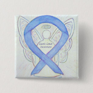 Gastric Cancer Angel Awareness Ribbon Custom Pin