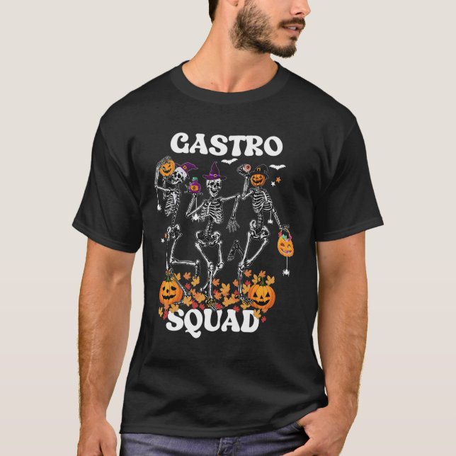 Gastro Squad Halloween Skeleton Dancing Endoscopy  T-Shirt (Front)