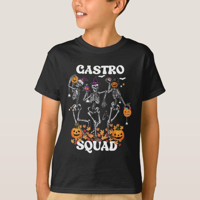 Gastro Squad Halloween Skeleton Dancing Endoscopy  T-Shirt (Front)