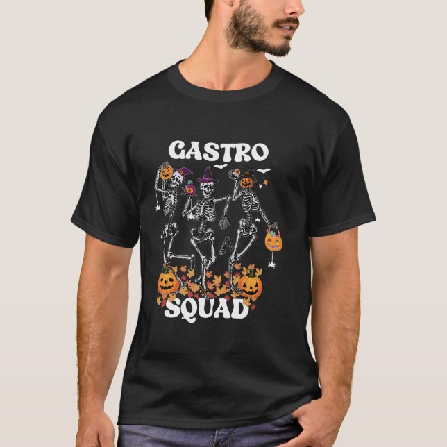 Gastro Squad Halloween Skeleton Dancing Endoscopy  T-Shirt (Front)