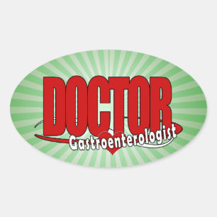 Gastroenterologist DOCTOR LOGO BIG RED Oval Sticker