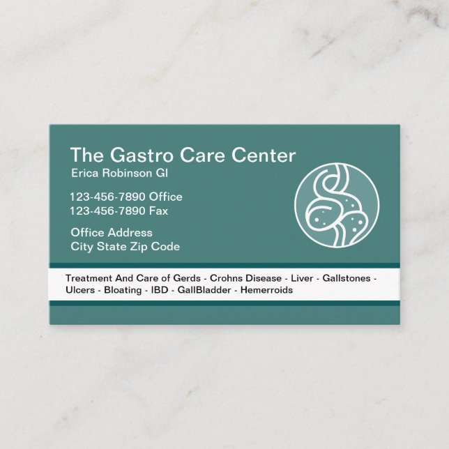 Gastroenterologist Intestinal Theme Business Card (Front)