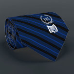 Gastroenterologist Monogram Blue Faux Gold Tie<br><div class="desc">A blue and black line striped personalized tie tailored to gastroenterology Medicine professionals.</div>