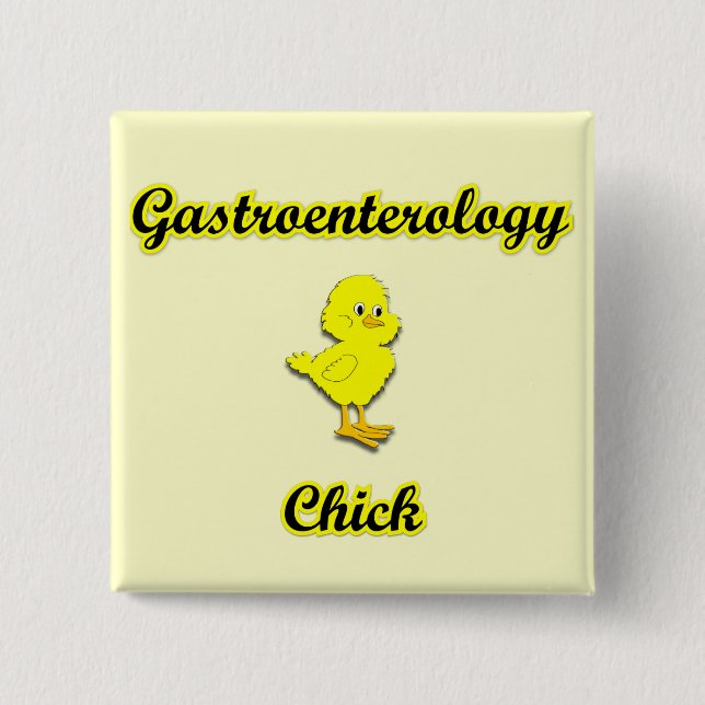 Gastroenterology Chick 2 Inch Square Button (Front)