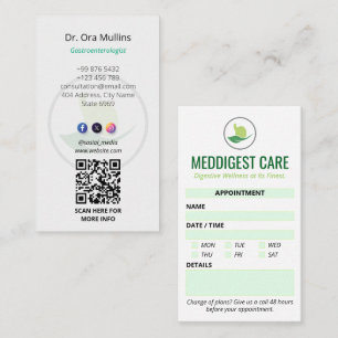 Gastroenterology Clinic Business   Appointment Card