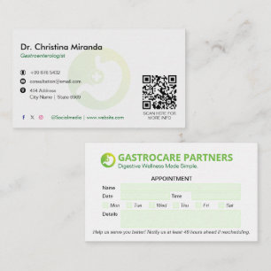 Gastroenterology Clinic Business   Appointment Card