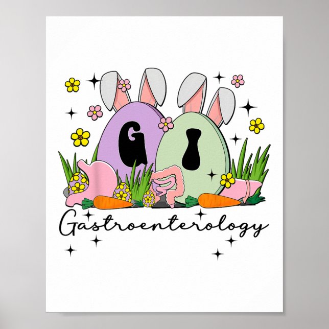 Gastroenterology Gi Nurse Easter Bunny Endoscopy T Poster (Front)