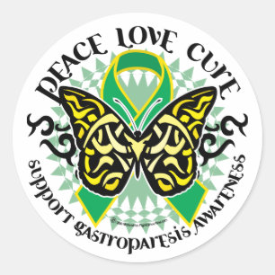 Gastroparesis Butterfly Tribal 2 Classic Round Sticker