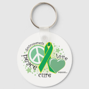 Gastroparesis Peace Love Cure Keychain