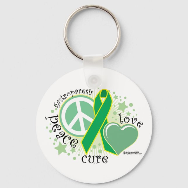 Gastroparesis Peace Love Cure Keychain (Front)