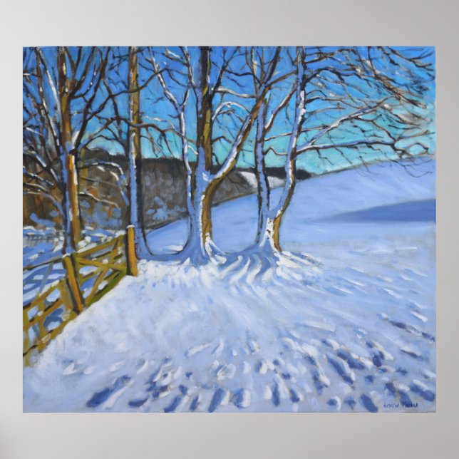 Gate and trees Winter Dam Lane Derbyshire 2013 Poster (Front)
