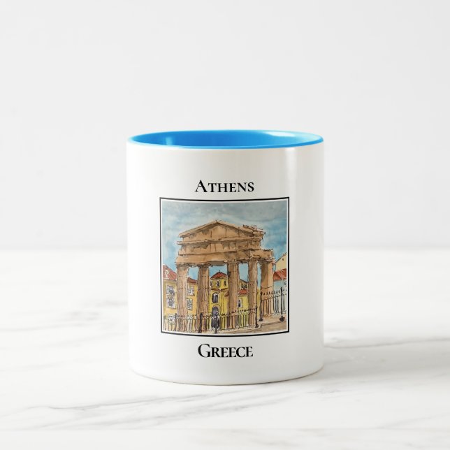 Gate of Athena Archegetis, Athens, Greece Two-Tone Coffee Mug (Center)