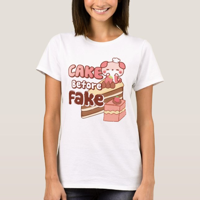 Gâteau avant Fake mignon T-shirt rose (Devant)