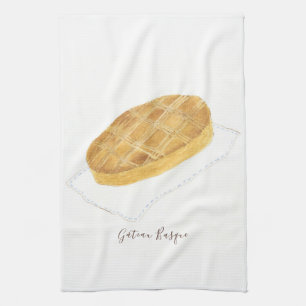 Gâteau Basque watercolor Kitchen Towel