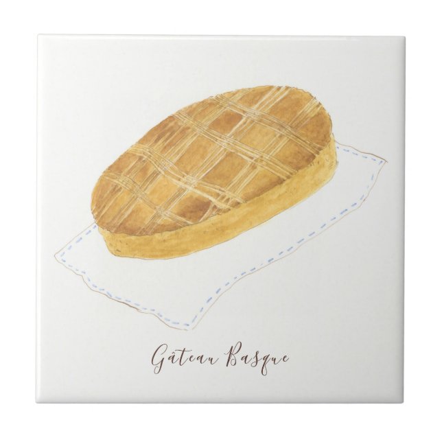 Gâteau Basque watercolor Tile (Front)