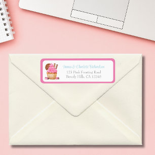 Gâteau Cupcake Rose Aquarelle Adresse de Retour a