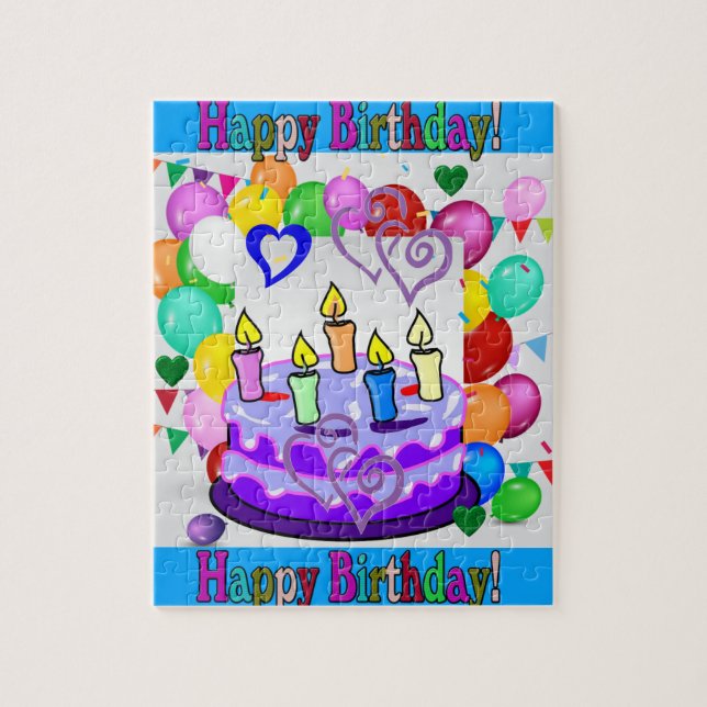 Gâteau d'anniversaire aux puzzles (Vertical)