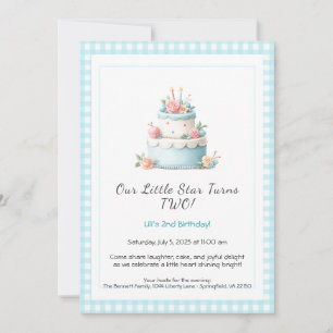 Gâteau d'anniversaire bleu et rouge - Invitation d