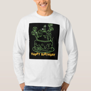 gâteau d'anniversaire heureux de t-shirt