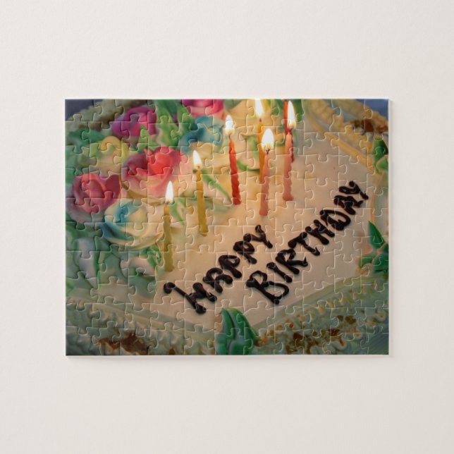 gâteau d'anniversaire jigsaw puzzle cadeau (Horizontal)