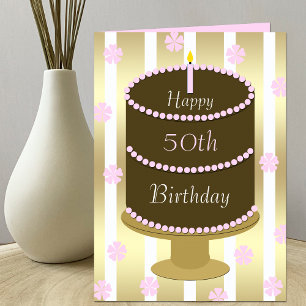 Gâteau de carte 50e anniversaire en rose