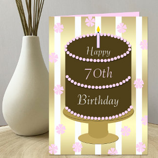 Gâteau de carte d'anniversaire 70e en rose