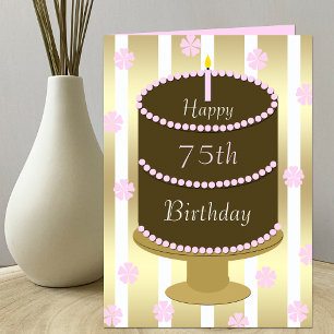 Gâteau de carte d'anniversaire 75e en rose