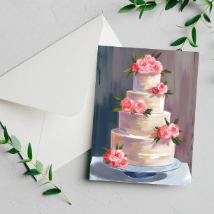 Gâteau de Mariage Rose Rose   Carte de Mariage à l