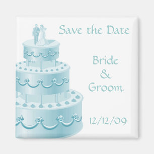 Gâteau Mariage bleu Magnet Réservez la date