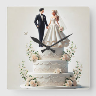 Gâteau mariage romantique Horloge murale
