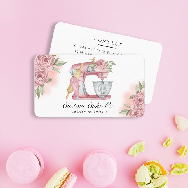 Gâteau Mixte Aquarelle + Carte de visite rose boul (Créateur téléchargé)